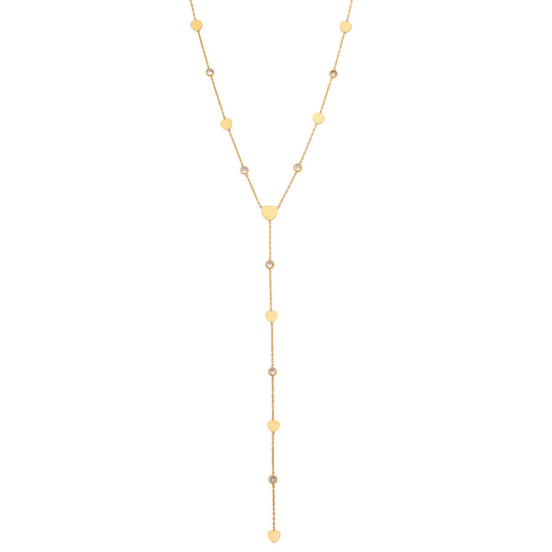 Fashionable Heart-Shaped Geometric Stainless Steel Plated Y-Necklace for Women