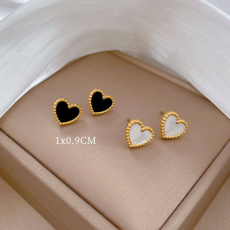 Minimalist Titanium Steel Heart Geometric Stud Earrings for Women