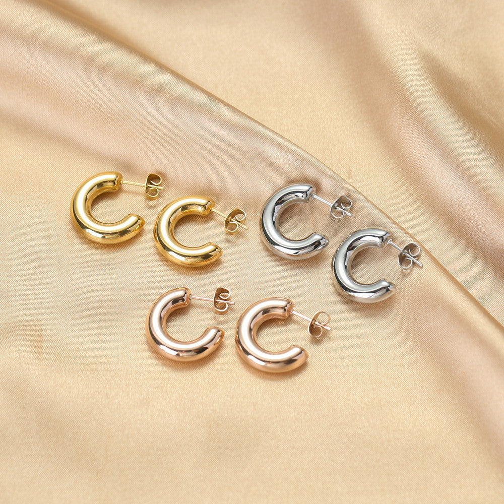Pendientes Minimalistas de Acero Inoxidable Geométricos con Baño de Oro de 18K al Vacío para Mujer