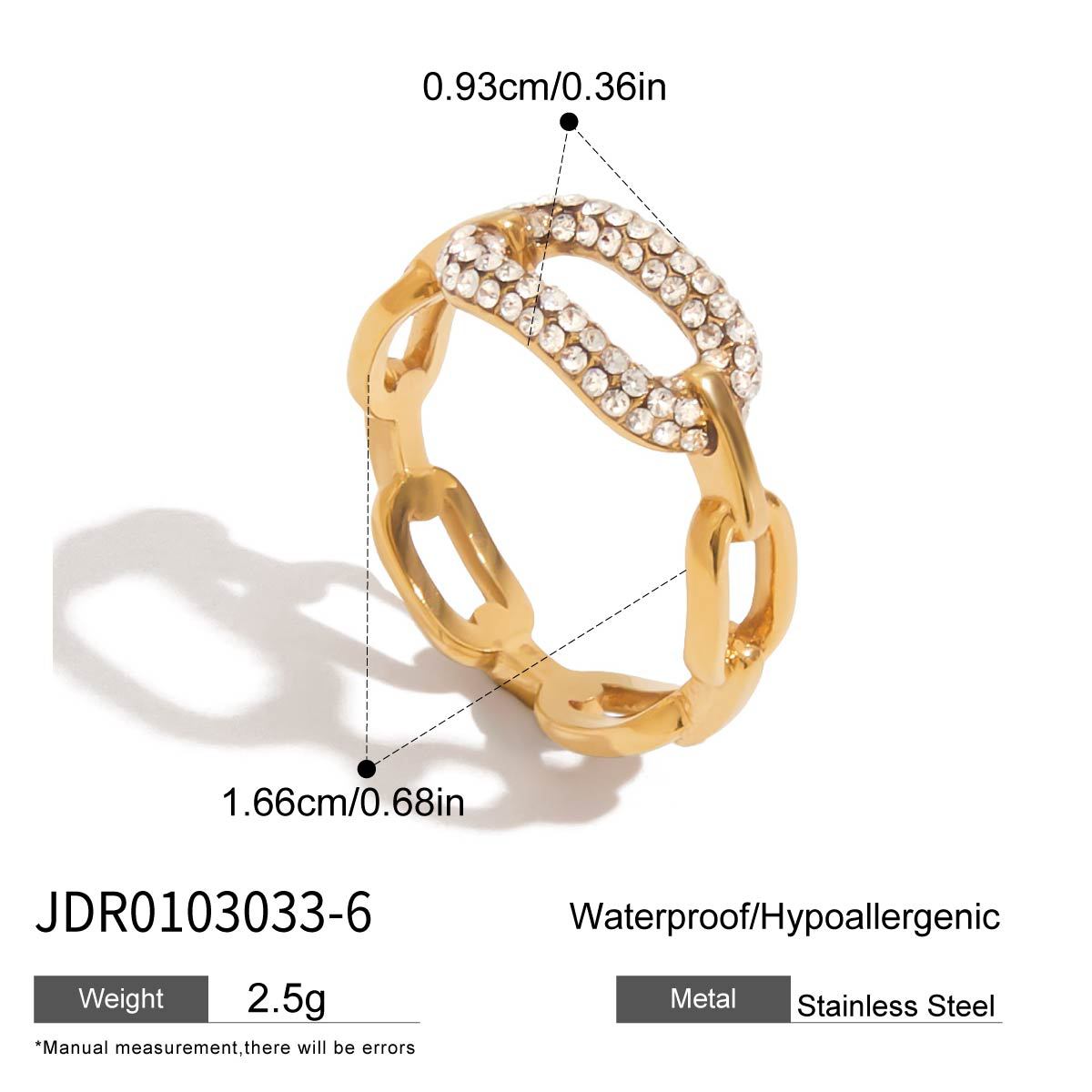 Elegant Geometric Cubic Zirconia Inlaid Plated Stainless Steel Ring for Women