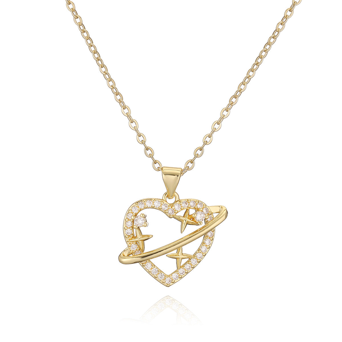 Collar con colgante geométrico de mariposa minimalista para mujer con base de cobre chapada en oro real e incrustaciones de circonitas