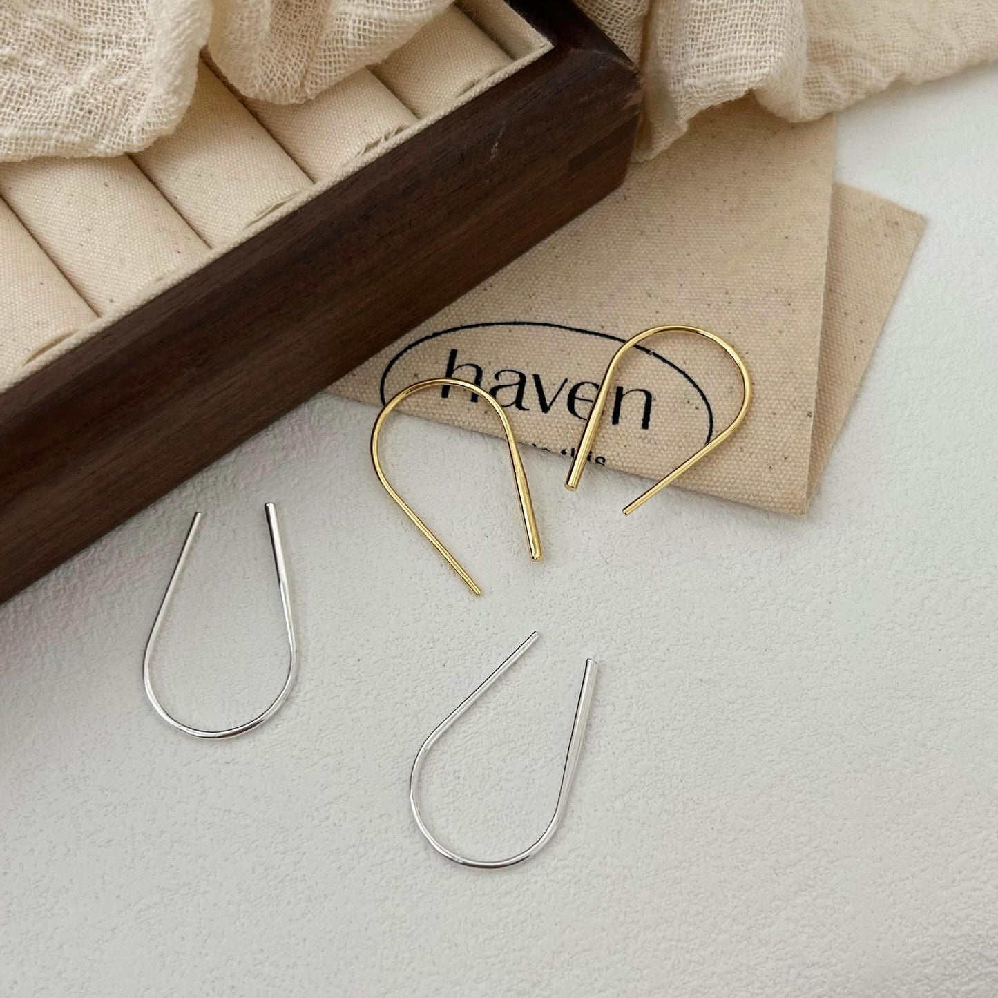Pendientes de plata de ley 925 con forma de U, estilo coreano, diseño geométrico, con incrustaciones de perlas, joyería para mujer