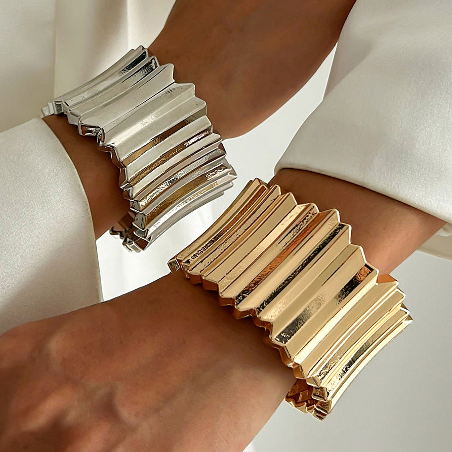 Punk Plated Alloy Wide Cuff Bracelet for Women