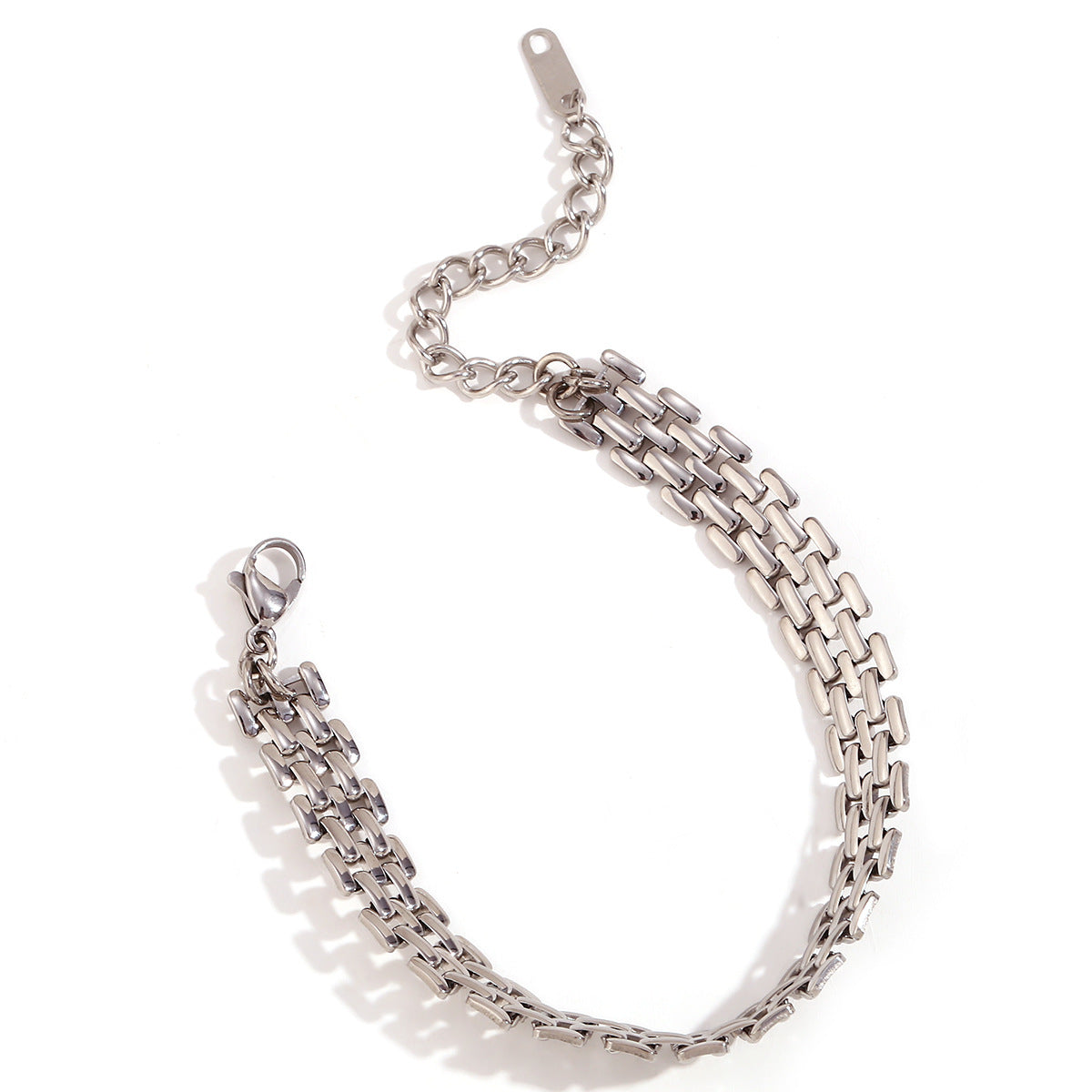 Bracciale da donna intrecciato fatto a mano in acciaio inossidabile placcato oro 18 carati con design geometrico minimalista