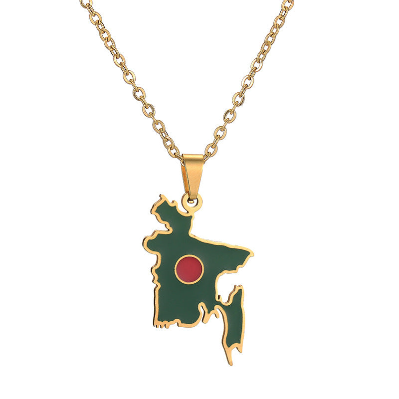 Collana con ciondolo geometrico vintage in acciaio inossidabile con finitura smaltata, gioielli di moda unisex