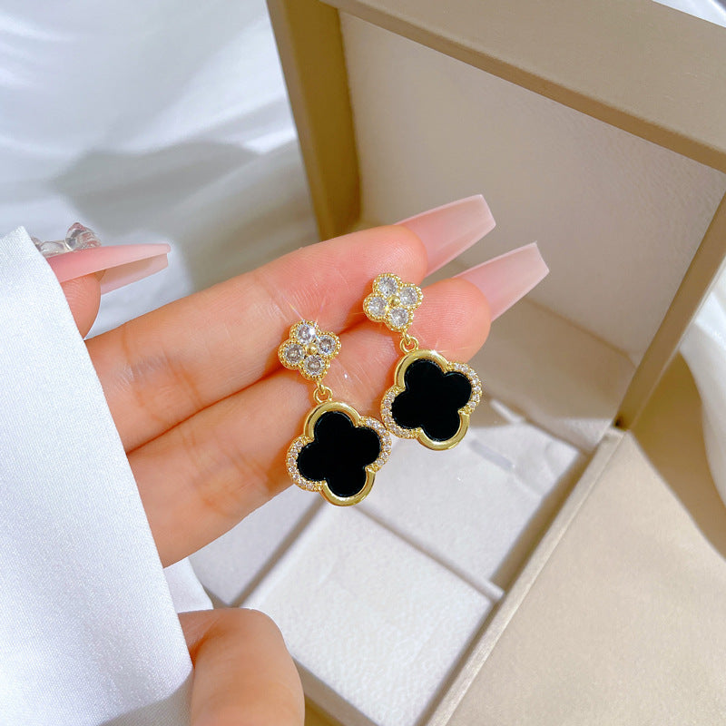 Geometric Stud Earrings for Women with Plated Copper Design, Elegant Long Tassel Drop Earrings, Sweet Style Jewelry