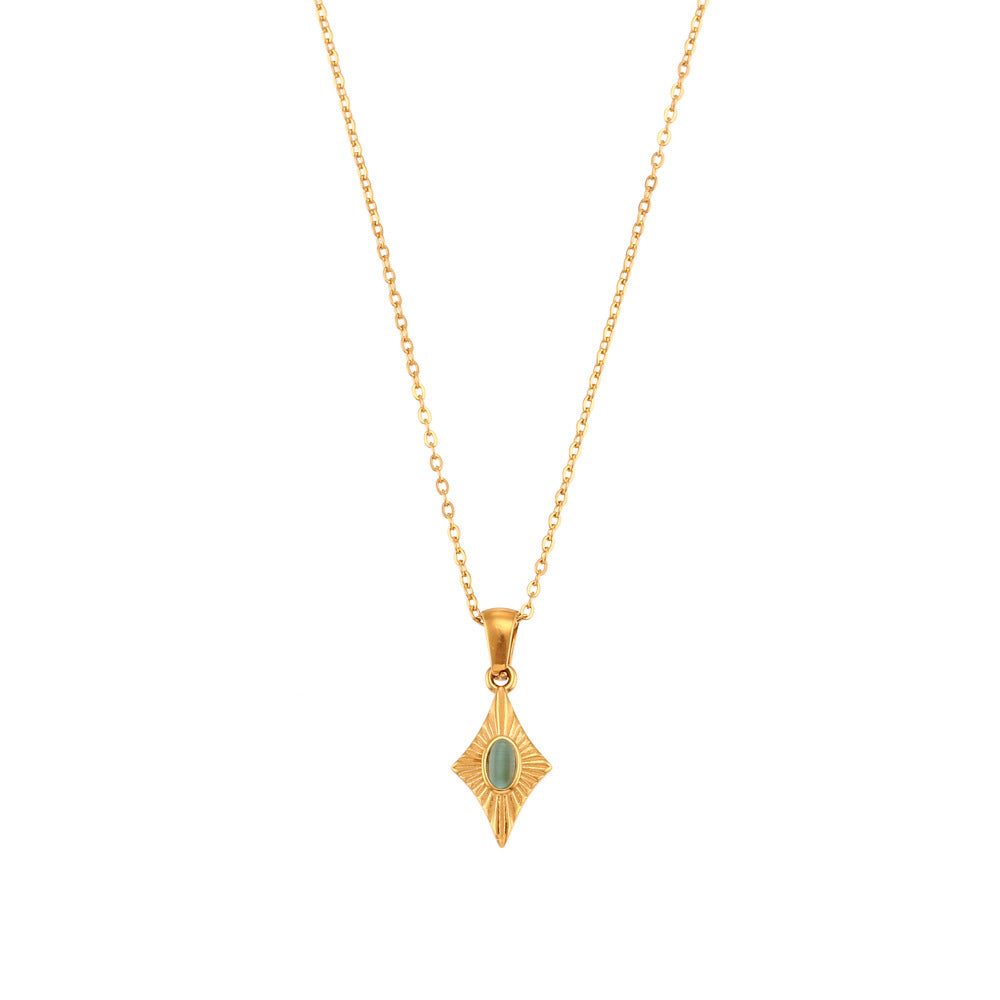 Minimalist Fashion Stainless Steel Heart-Shaped Pendant Necklace with Titanium Steel Drop and Rhodium Plating for Women