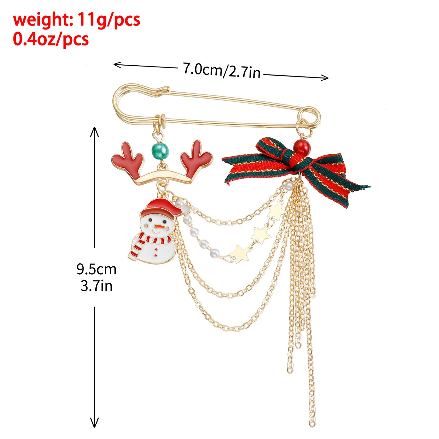 Original Design Bow-Shaped Alloy Brooch with Christmas Deer Antler and Snowman Motifs, Plated Finish, Decorative Gift Pin for Women