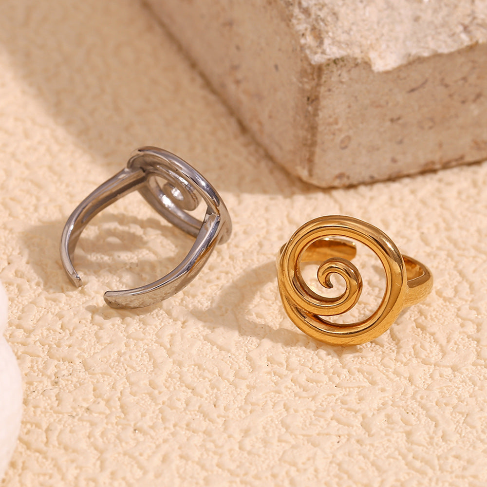 Anello da donna minimalista geometrico in acciaio inossidabile placcato oro 18K