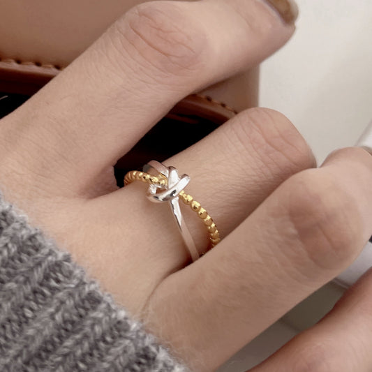 Minimalist Double-Row Knot Ring for Women in 925 Sterling Silver with Polished Finish