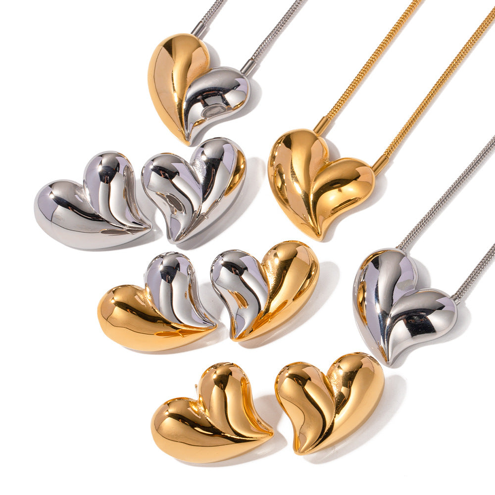 Minimalist Heart-Shaped Stainless Steel Earrings with 18K Gold Plating for Women