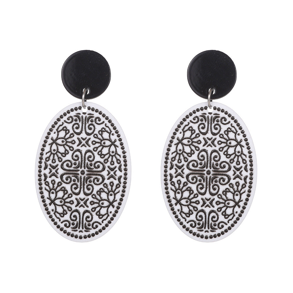 Sweet Geometric Floral Acrylic Plated Earrings for Women