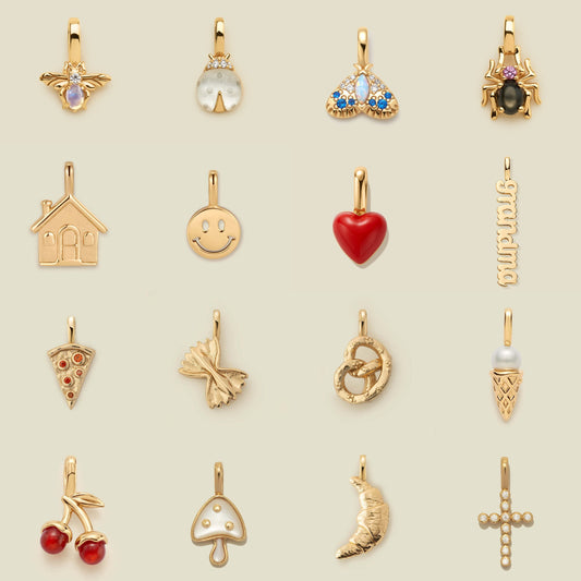 Minimalist Gold Plated Brass Heart Square Rhinestone Charm Bar