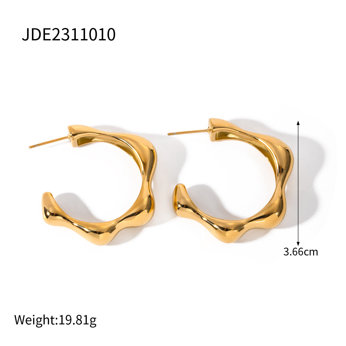 Orecchini a cerchio a C con fiore geometrico in acciaio inossidabile placcato oro 18K in stile Ins alla moda da donna