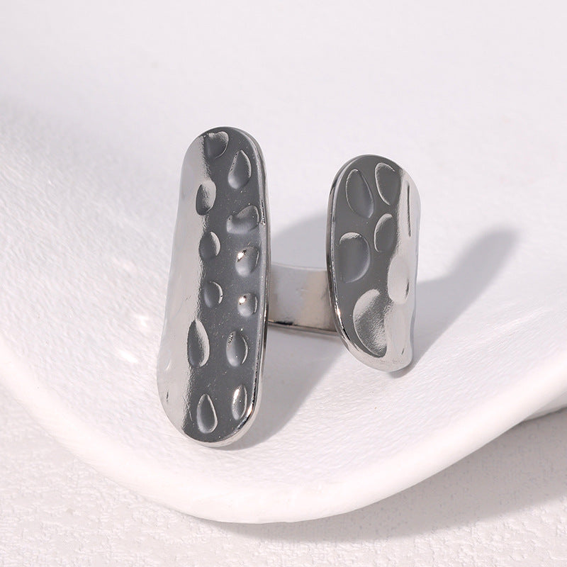 Minimalist Geometric Titanium Steel Ring for Women with Gold Plating Adjustable Open Band Fashion Jewelry