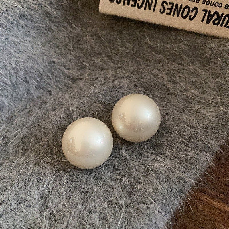 Orecchini a perno con perle stile vintage francese elegante con perni in acciaio placcato per donna, uso quotidiano, design rotondo geometrico minimalista, look di lusso
