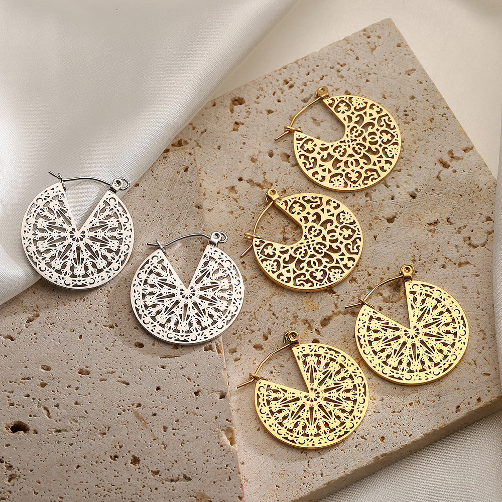 Orecchini da donna in Acciaio Titanio con Finitura Placcata e Design Irregolare, Stile Bohemien Geometrico