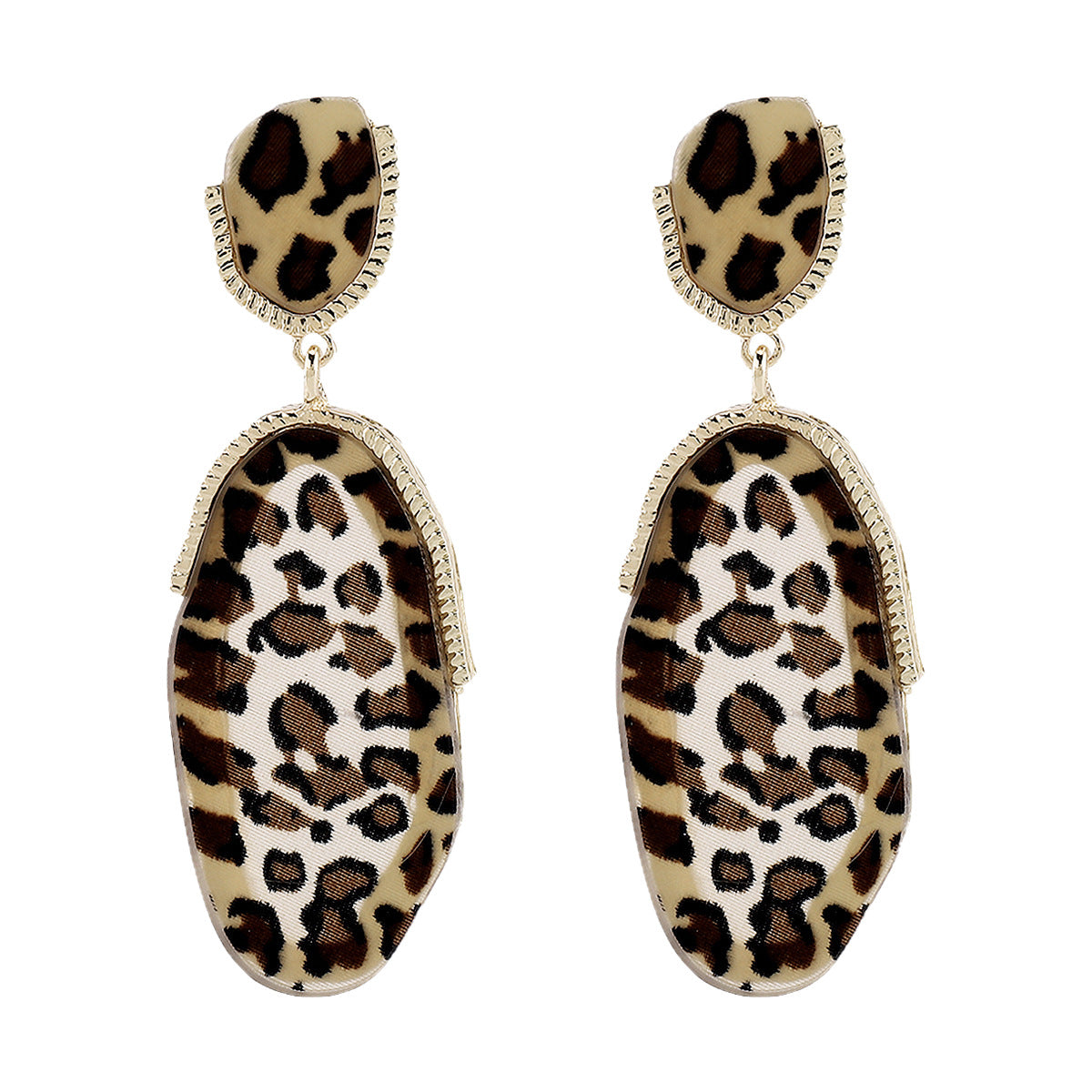 Orecchini a perno con stampa leopardata geometrica da donna in lega con struttura in resina Finitura galvanizzata Stile street alla moda Gioielli versatili