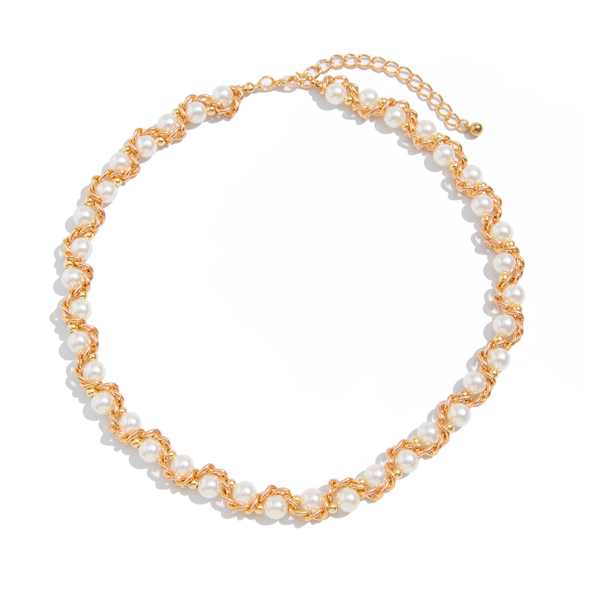 Minimalist Geometric Pendant Necklace with Imitation Pearl Accents and Electroplated Metal Chain for Women