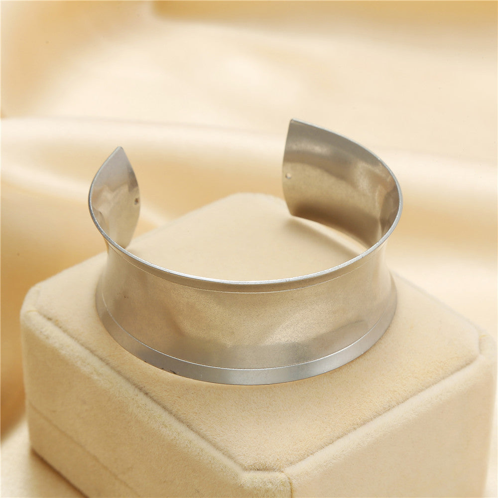 Geometric Alloy Plated Open Cuff Bracelet for Women