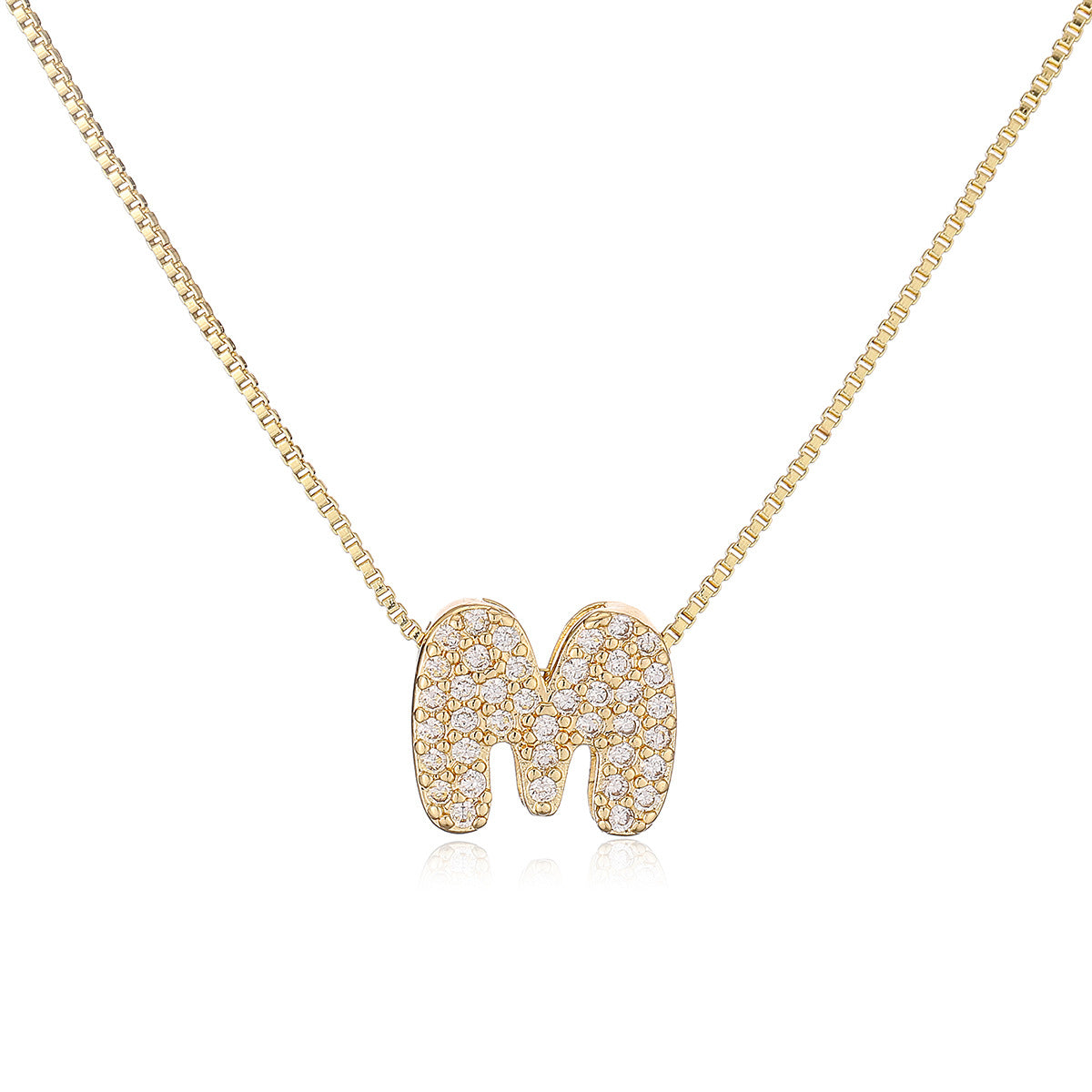 Collar con colgante de cobre minimalista con forma de letra para mujer con baño de oro de 18 quilates, delicada cadena para la clavícula