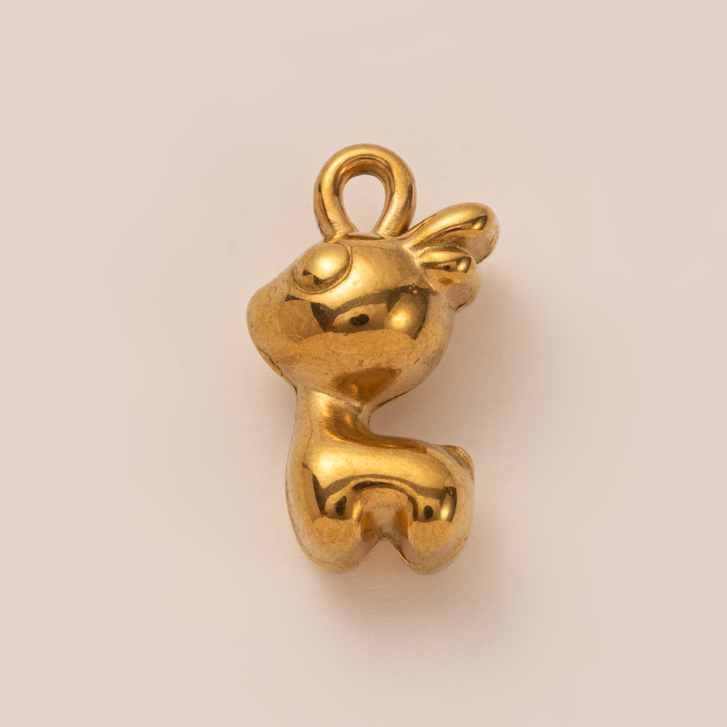 Vintage 18K Gold Plated Stainless Steel Animal Pendant Charm Bar with Ball Chain