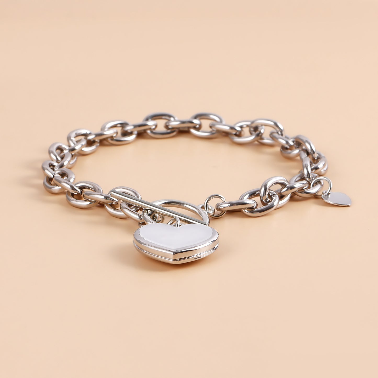 Pulsera geométrica minimalista de aleación para mujer con imitación de nácar blanco y acabado chapado