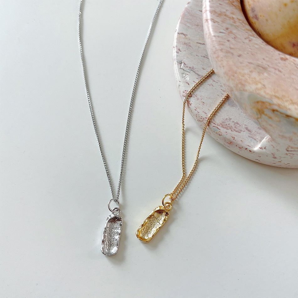 Irregular Geometric Shape 925 Sterling Silver Necklace with Minimalist and Fresh Sweet Style