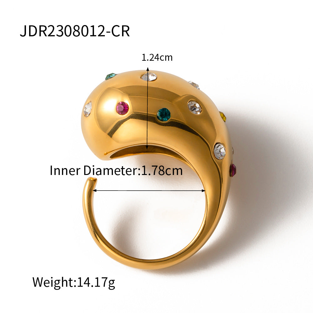 Anillo Abierto Geométrico de Moda Bañado en Oro de 18K Acero Inoxidable Joyería de Moda para Mujer
