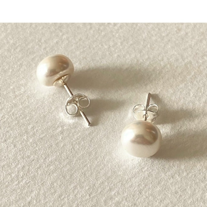 Minimalist Sweet 925 Sterling Silver Teardrop Baroque Pearl Inlay Earrings for Women