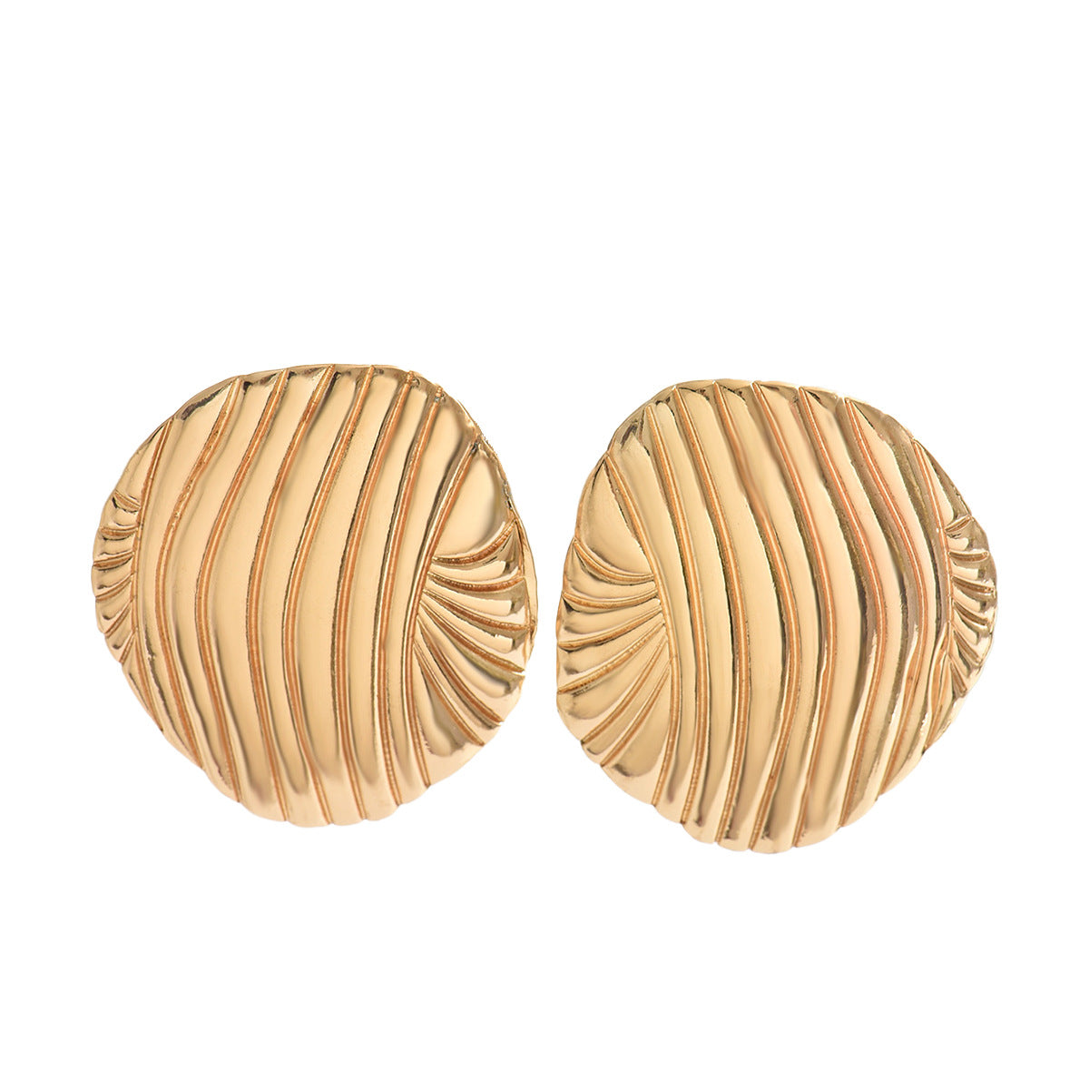 Pendientes Geométricos Minimalistas para Mujer de Aleación de Zinc con Baño de Oro de 18K y Diseño de Líneas Plegadas