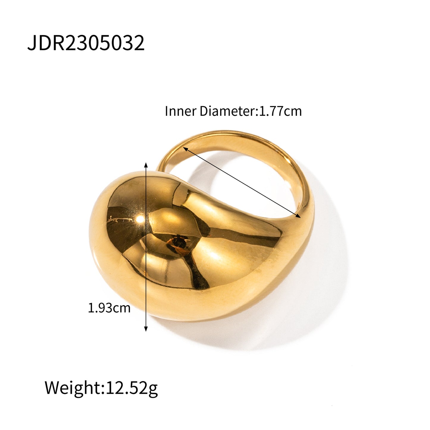 Anillo Cerrado de Acero Inoxidable con Baño de Oro de 18K de Diseño Geométrico y Moderno para Mujer