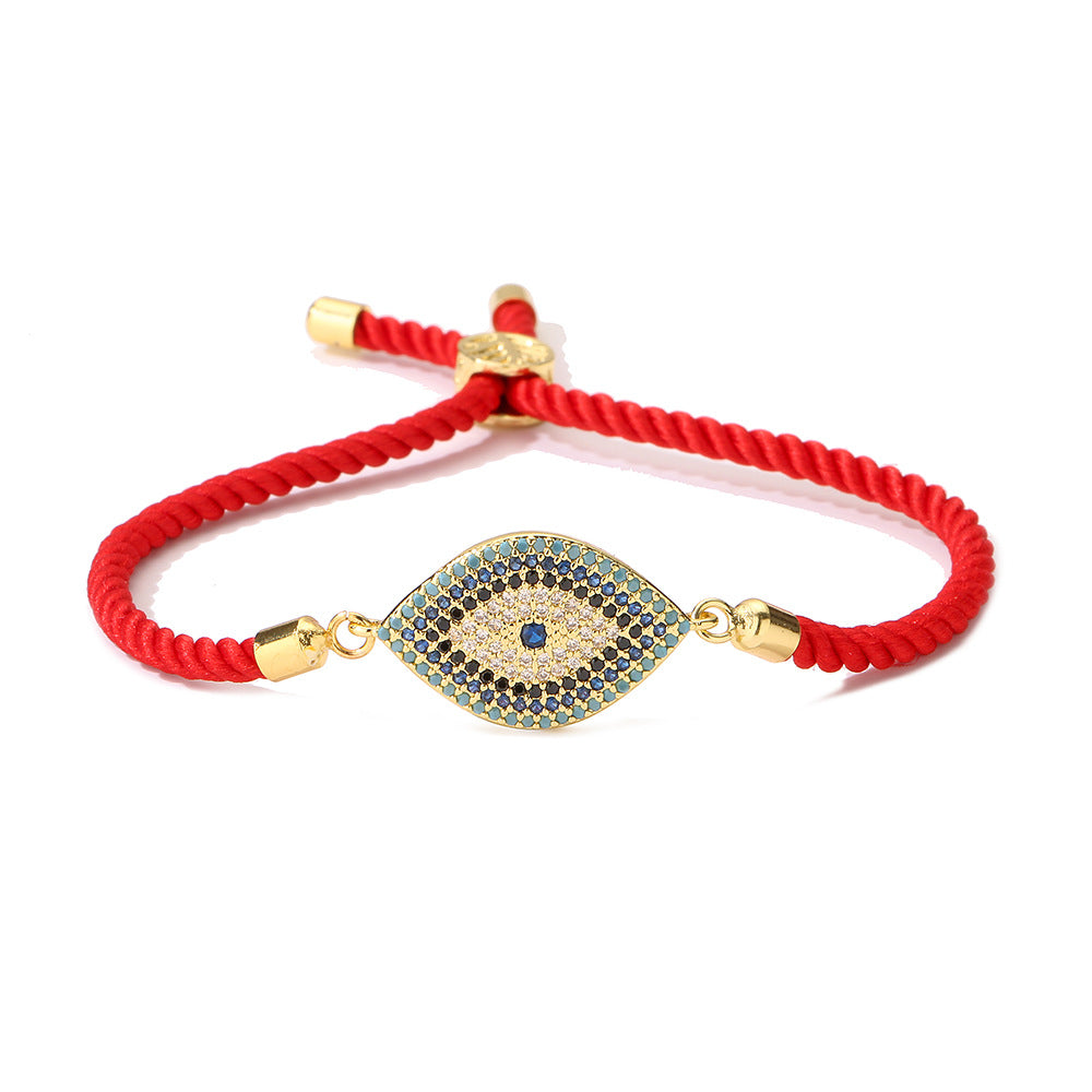 Geometric Evil Eye Bracelet for Women in Copper with Real Gold Plating and Zircon Inlay