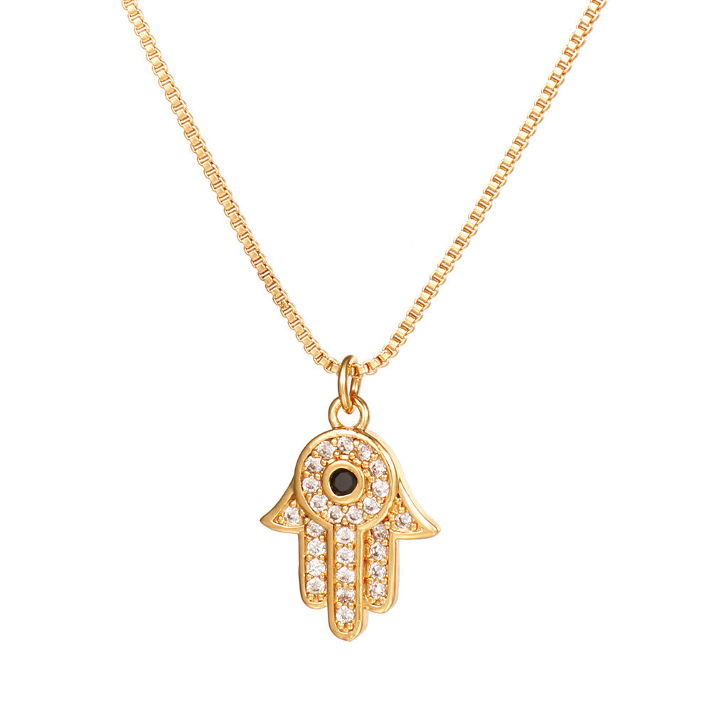 Brass Cubic Zirconia Butterfly Cross Dragonfly Heart Moon Pendant Necklace for Women with Box Chain