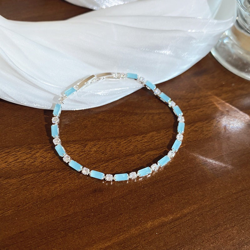 Luxury Elegant Brass Plated Crystal Cubic Zirconia Beaded Bracelet for Women