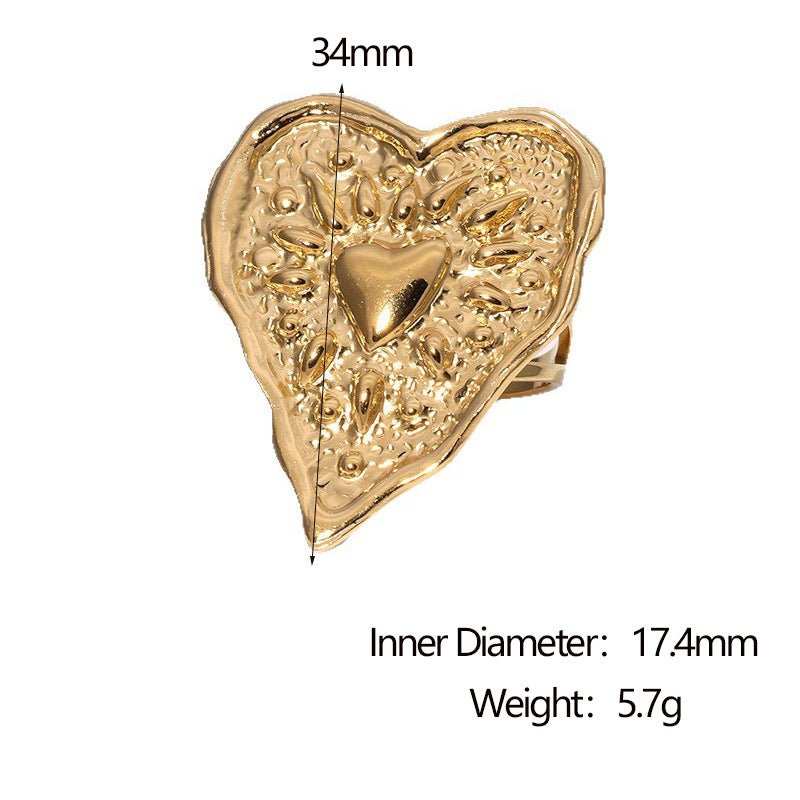 Minimalist Heart-Shaped Stainless Steel Plated Gold Ring for Women with Luxe Minimalist Aesthetic