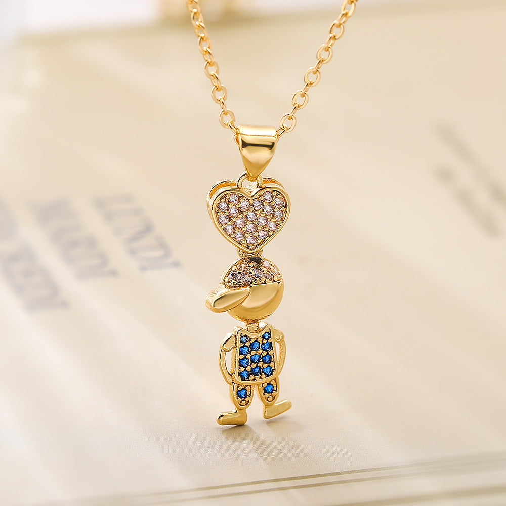 Minimalist Heart-Shaped Copper Pendant Necklace with Real Gold Plating and Zircon for Women