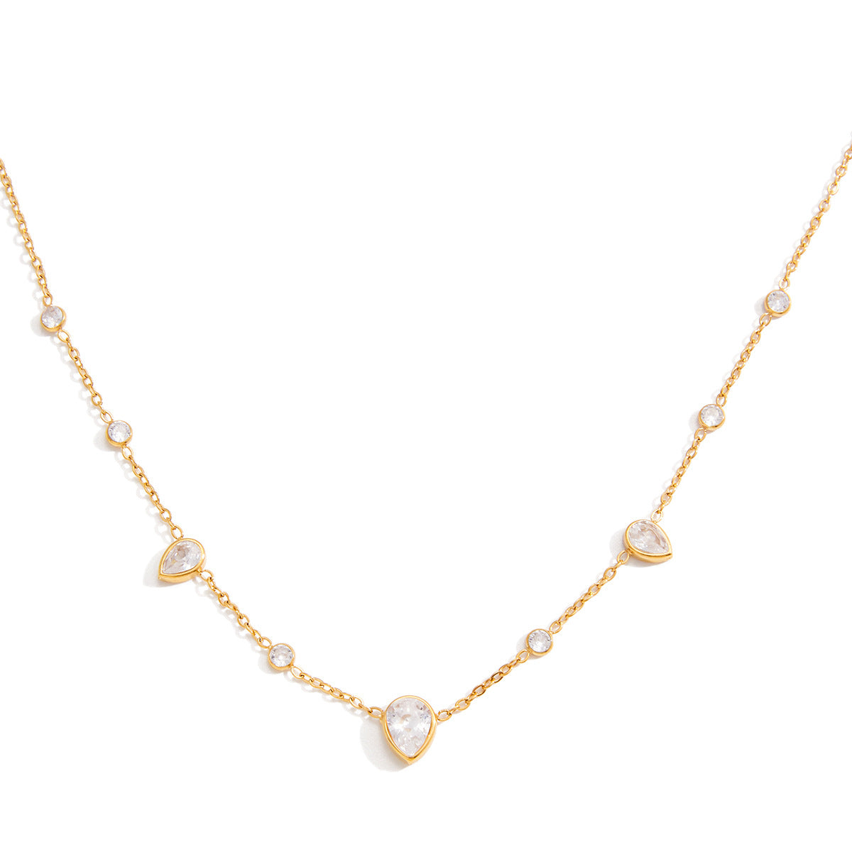 Collana da Donna in Acciaio al Titanio Placcato Oro 18K con Motivo a Mano Geometrico Minimalista