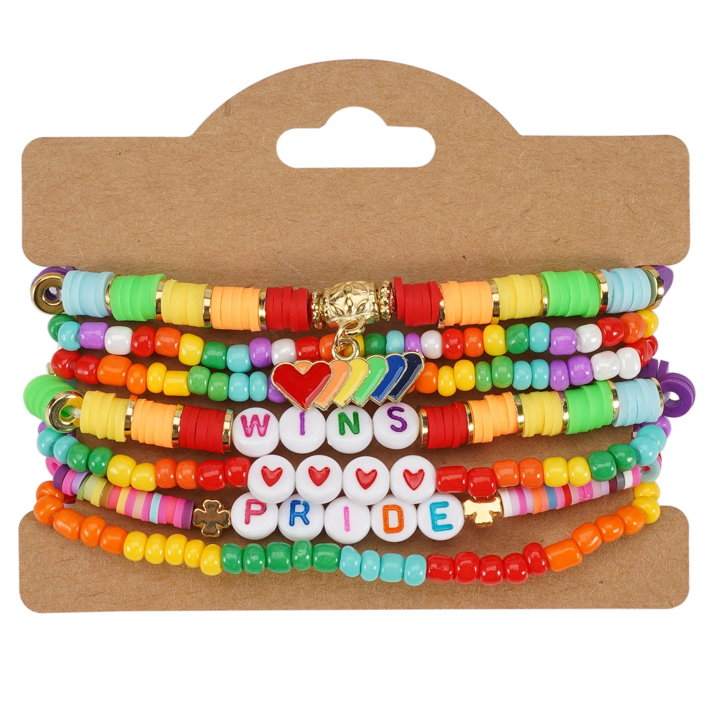 Bohemian Vintage Heart Shape Glass Pendant Multi-layer Bracelet for Women