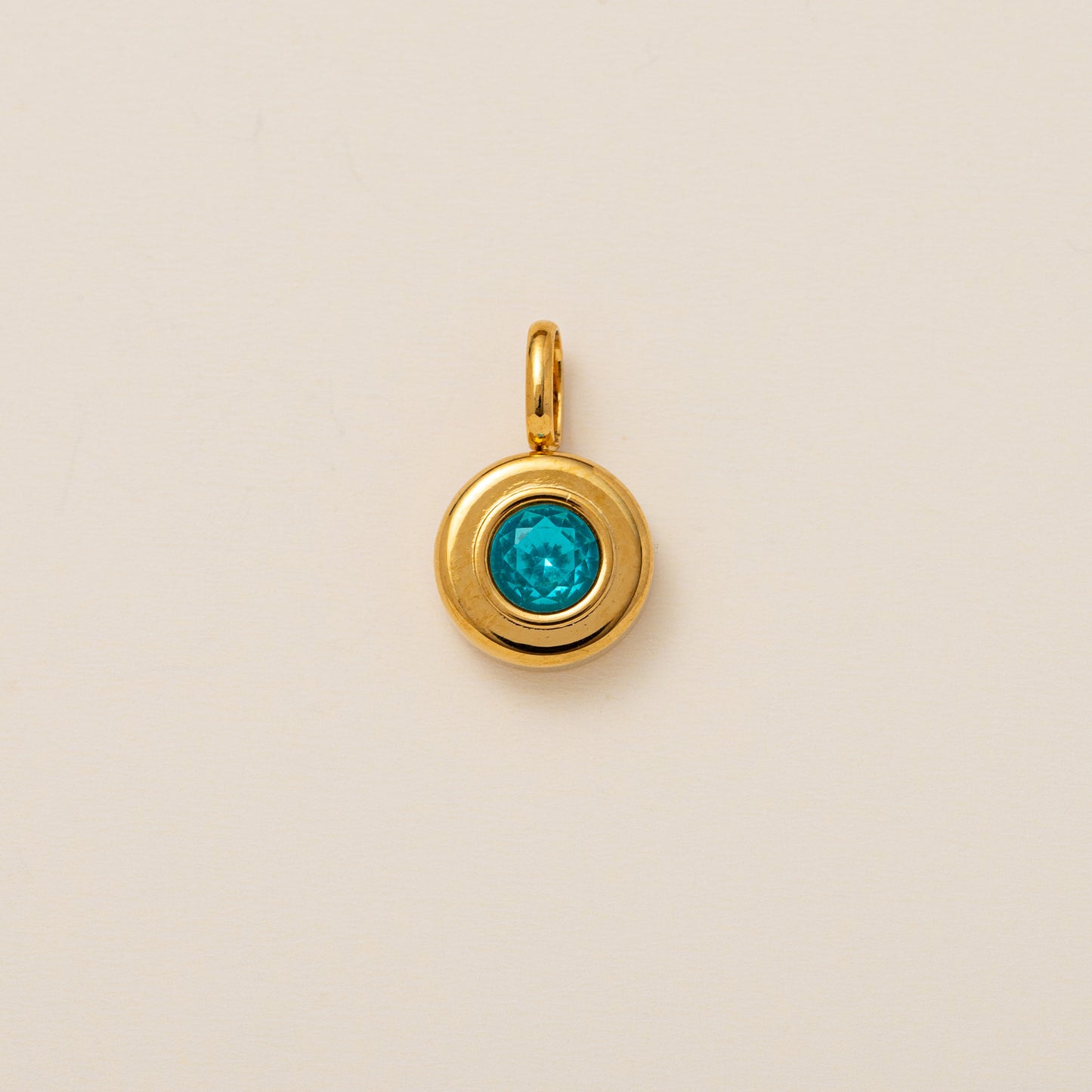 Minimalist Round Geometric Titanium Steel Pendant with Cubic Zirconia Birthstone for Women