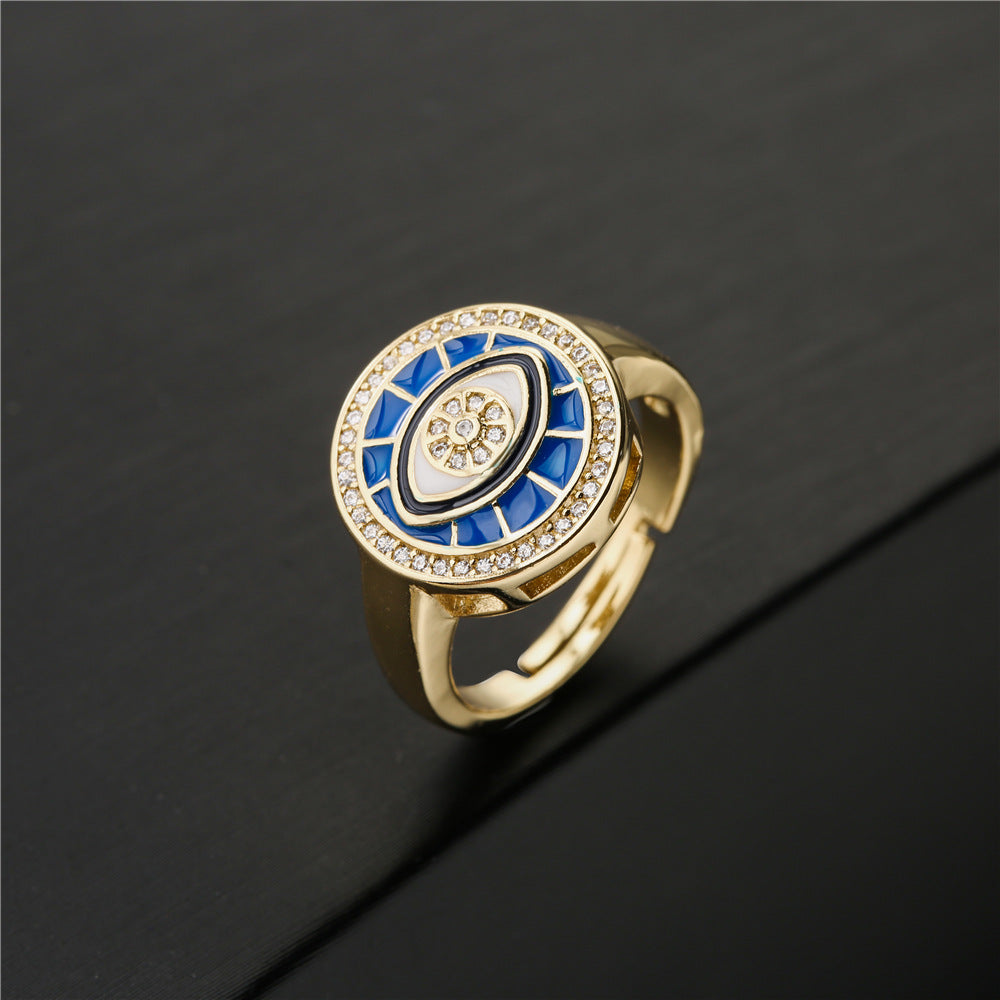 Geometric Micro-pave Cubic Zirconia Brass Ring for Women