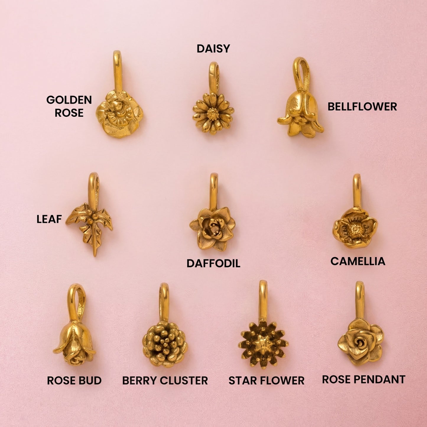 Vintage Floral 18K Gold Plated Stainless Steel PVD DIY Charm Bar