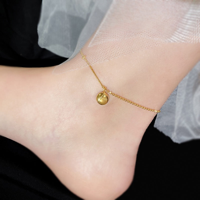 Minimalist Geometric Titanium Steel Anklet for Women Lucky Bean Design Elegant Foot Jewelry