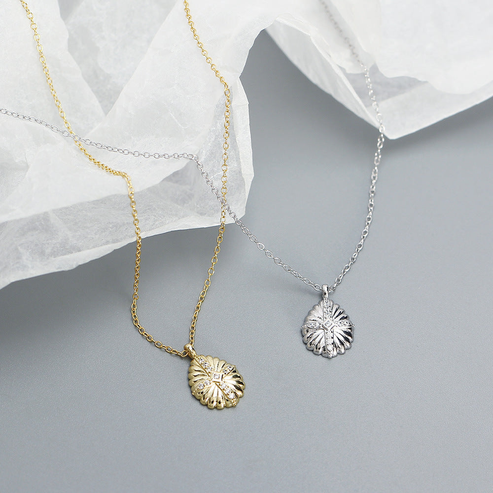Collana da donna a forma di goccia minimalista placcata in argento sterling S925 con intarsi di strass
