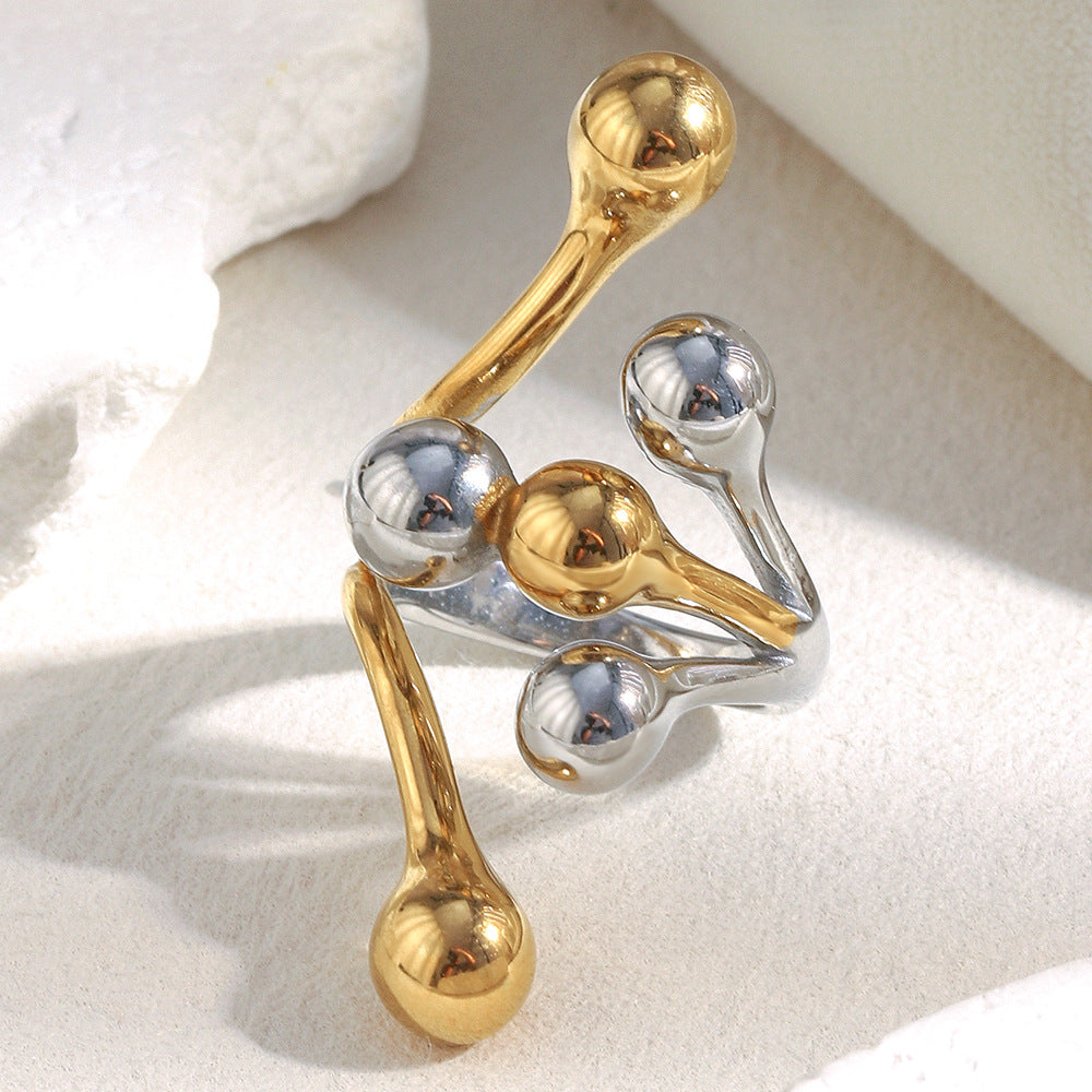 Anello da donna in acciaio inossidabile geometrico minimalista con placcatura in oro 18K