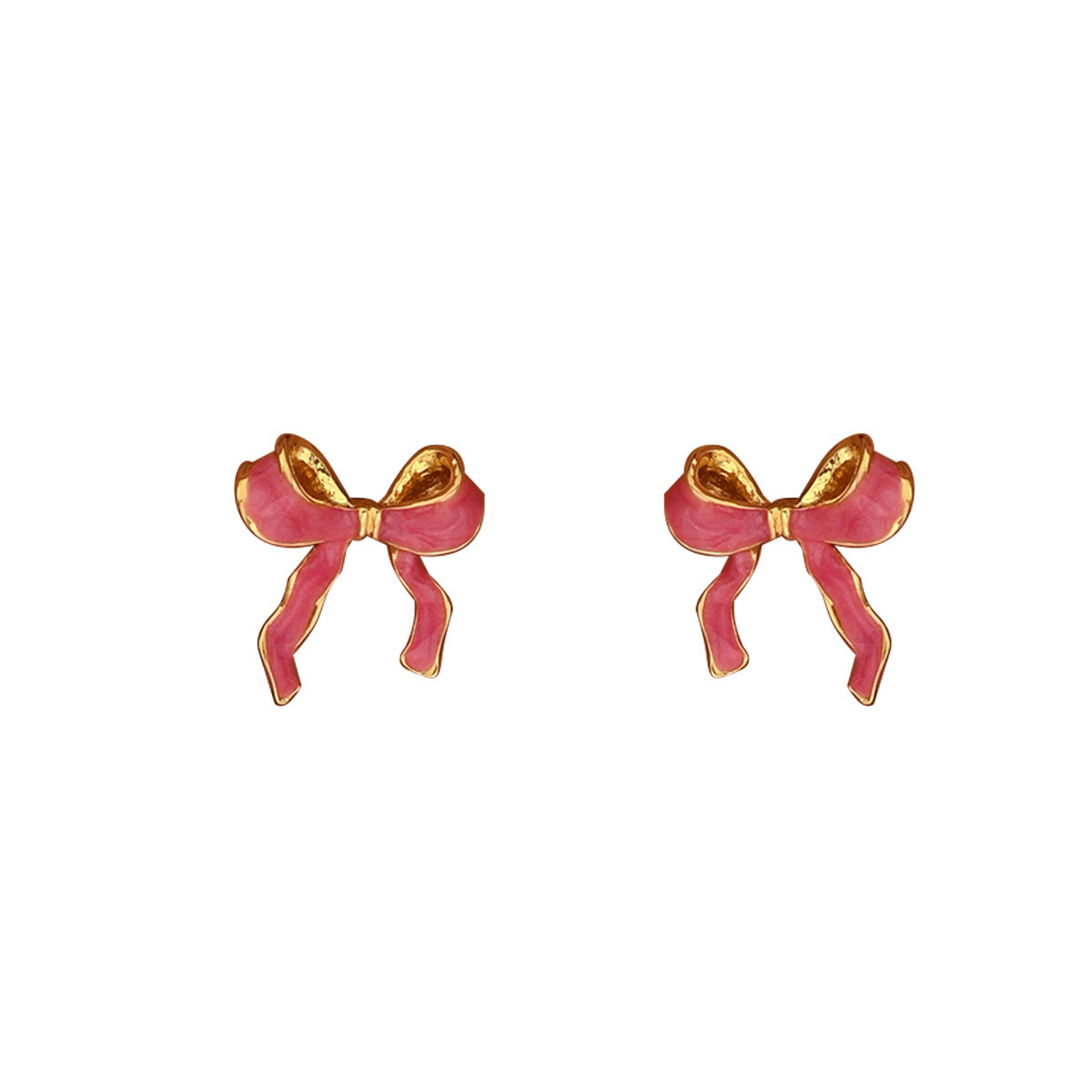 Encantadores aretes de esmalte en forma de lazo para mujer, de aleación de zinc con diseño minimalista y elegante.