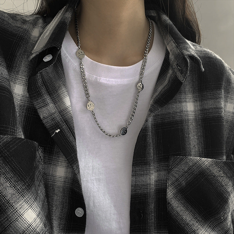 Collar Minimalista de Doble Capa con Cadena de Serpiente, Geométrico, de Acero de Titanio, Bañado, Unisex