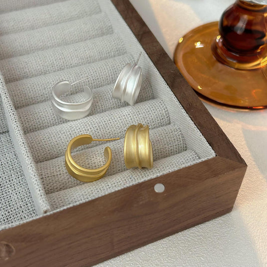 Minimalist Sweet 925 Sterling Silver Matte Plated Geometric Earrings