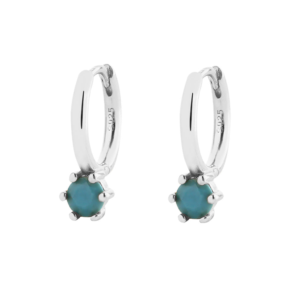 Aretes de aro de lujo para mujer de plata de ley 925, con diseño geométrico floral de mariposa en forma de lágrima y turquesa azul