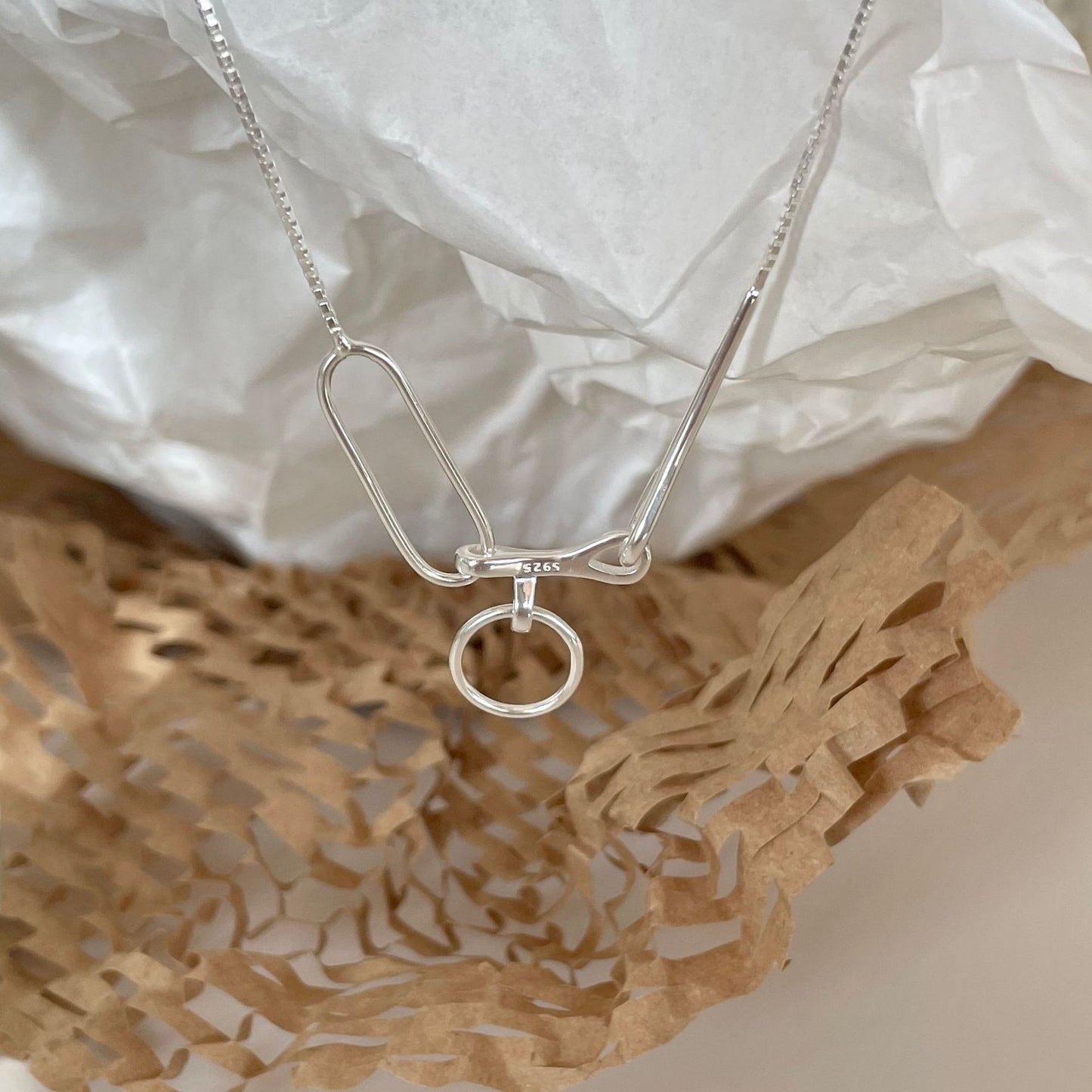 Minimalist 925 Sterling Silver Geometric Box Chain Necklace